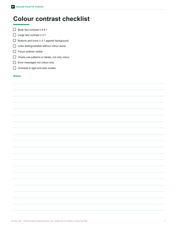 Preview of Printable Colour Contrast Checklist